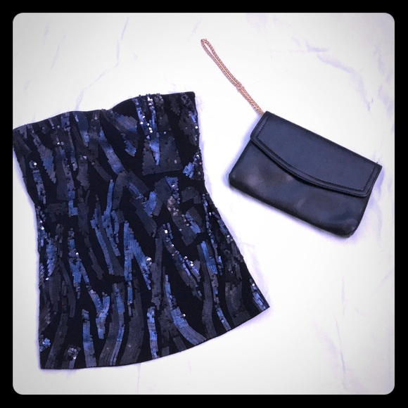 Sparkly Sequined Black Tube Top - Picture 1 of 5